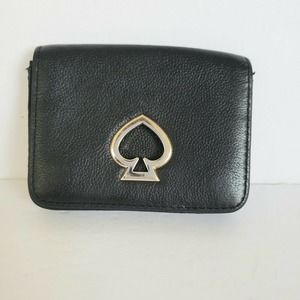 Kate Spade ID Business Wallet Credit Coin Card Holder Case Black Leather Small